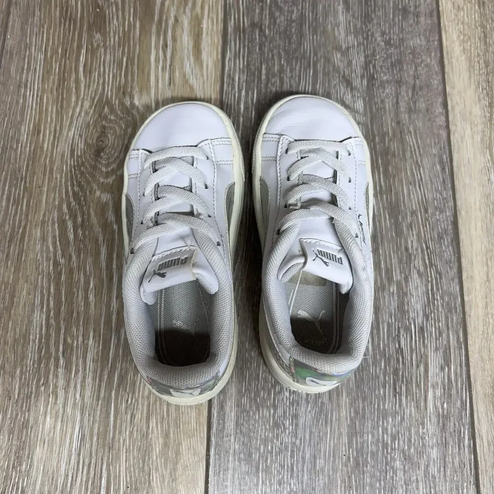 Puma Infant Youth Size 9C Classic White Silver Leather 381499-01 Sneaker Shoes